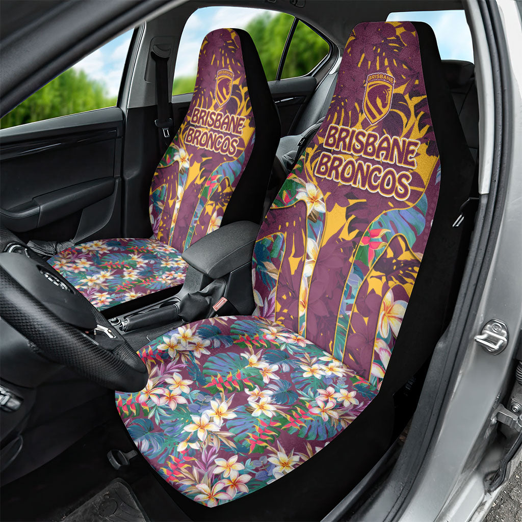 Brisbane Broncos Car Seat Cover Tropical Hibiscus Floral Pattern With Maroon And Yellow Accents