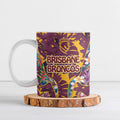 Brisbane Broncos Ceramic Mug Tropical Hibiscus Floral Pattern With Maroon And Yellow Accents