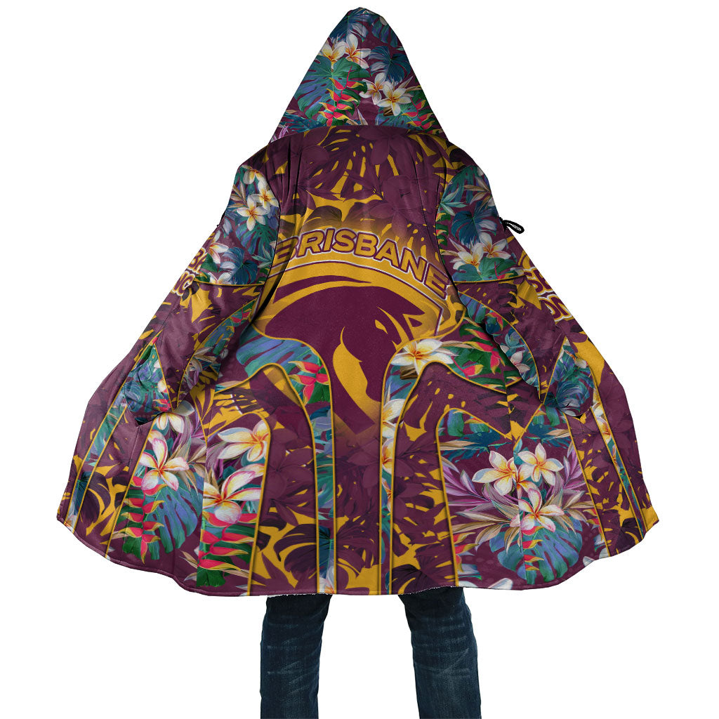 Brisbane Broncos Cloak Tropical Hibiscus Floral Pattern With Maroon And Yellow Accents