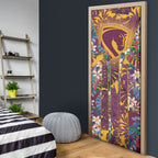 Brisbane Broncos Door Cover Tropical Hibiscus Floral Pattern With Maroon And Yellow Accents
