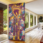 Brisbane Broncos Door Cover Tropical Hibiscus Floral Pattern With Maroon And Yellow Accents