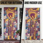 Brisbane Broncos Door Cover Tropical Hibiscus Floral Pattern With Maroon And Yellow Accents