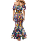 Brisbane Broncos Family Matching Mermaid Dress and Hawaiian Shirt Tropical Hibiscus Floral Pattern With Maroon And Yellow Accents