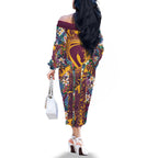 Brisbane Broncos Family Matching Off The Shoulder Long Sleeve Dress and Hawaiian Shirt Tropical Hibiscus Floral Pattern With Maroon And Yellow Accents