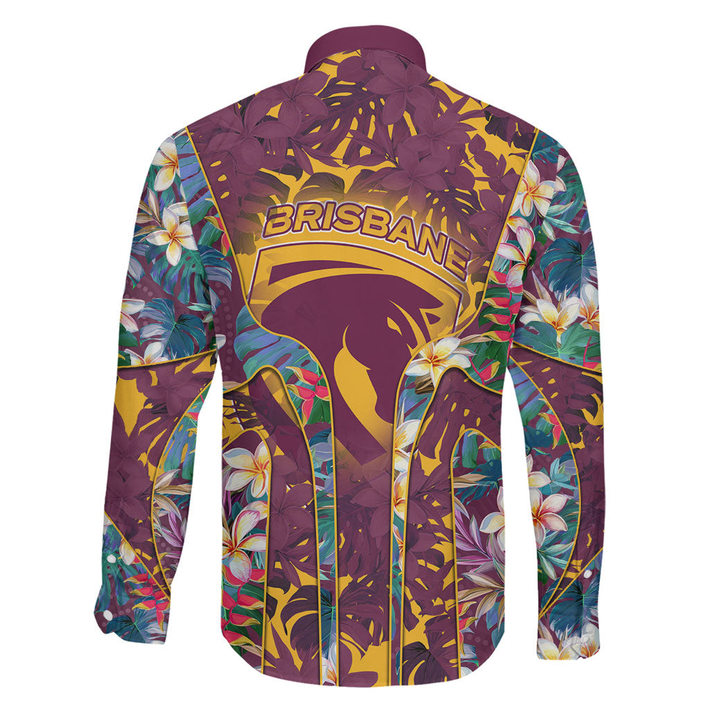 Brisbane Broncos Family Matching Off Shoulder Maxi Dress and Hawaiian Shirt Tropical Hibiscus Floral Pattern With Maroon And Yellow Accents