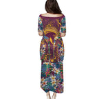 Brisbane Broncos Family Matching Puletasi and Hawaiian Shirt Tropical Hibiscus Floral Pattern With Maroon And Yellow Accents