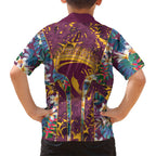 Brisbane Broncos Family Matching Summer Maxi Dress and Hawaiian Shirt Tropical Hibiscus Floral Pattern With Maroon And Yellow Accents