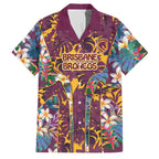 Brisbane Broncos Family Matching Summer Maxi Dress and Hawaiian Shirt Tropical Hibiscus Floral Pattern With Maroon And Yellow Accents
