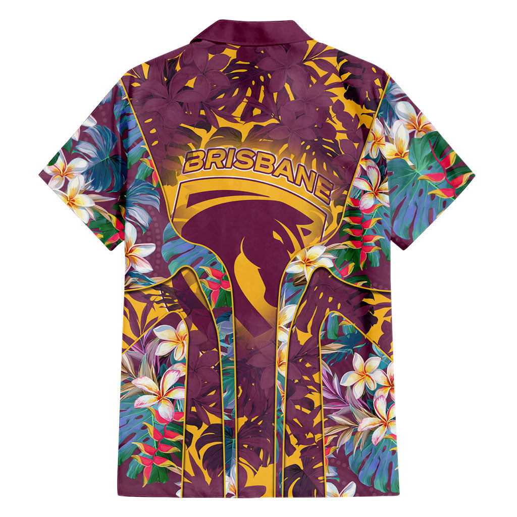 Brisbane Broncos Family Matching Summer Maxi Dress and Hawaiian Shirt Tropical Hibiscus Floral Pattern With Maroon And Yellow Accents