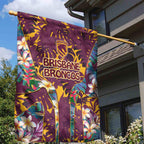 Brisbane Broncos Garden Flag Tropical Hibiscus Floral Pattern With Maroon And Yellow Accents