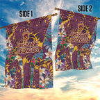 Brisbane Broncos Garden Flag Tropical Hibiscus Floral Pattern With Maroon And Yellow Accents