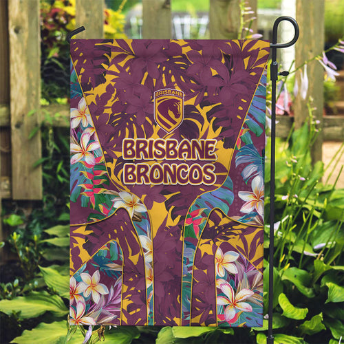 Brisbane Broncos Garden Flag Tropical Hibiscus Floral Pattern With Maroon And Yellow Accents