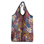 Brisbane Broncos Grocery Bag Tropical Hibiscus Floral Pattern With Maroon And Yellow Accents