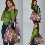 Brisbane Broncos Grocery Bag Tropical Hibiscus Floral Pattern With Maroon And Yellow Accents