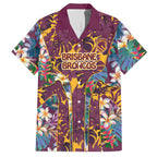 Brisbane Broncos Hawaiian Shirt Tropical Hibiscus Floral Pattern With Maroon And Yellow Accents