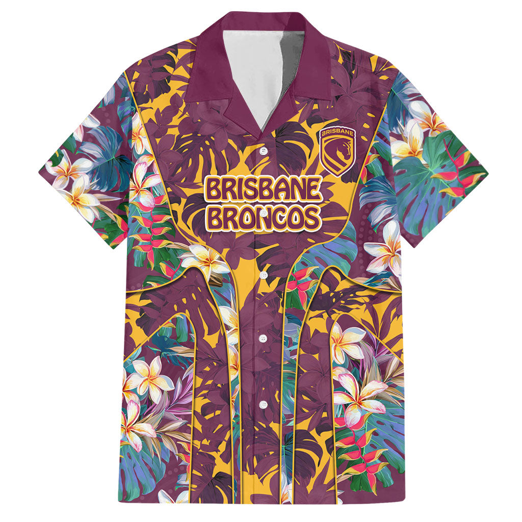 Brisbane Broncos Hawaiian Shirt Tropical Hibiscus Floral Pattern With Maroon And Yellow Accents