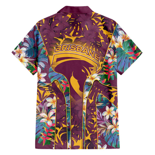 Brisbane Broncos Hawaiian Shirt Tropical Hibiscus Floral Pattern With Maroon And Yellow Accents