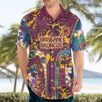 Brisbane Broncos Hawaiian Shirt Tropical Hibiscus Floral Pattern With Maroon And Yellow Accents