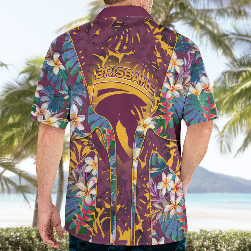 Brisbane Broncos Hawaiian Shirt Tropical Hibiscus Floral Pattern With Maroon And Yellow Accents
