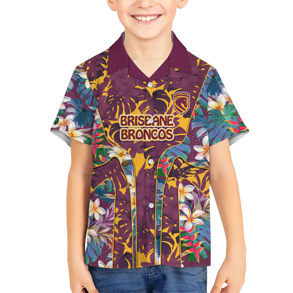 Brisbane Broncos Hawaiian Shirt Tropical Hibiscus Floral Pattern With Maroon And Yellow Accents