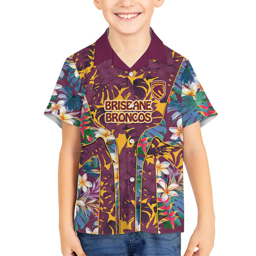 Brisbane Broncos Hawaiian Shirt Tropical Hibiscus Floral Pattern With Maroon And Yellow Accents