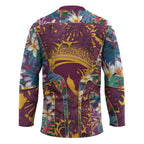 Brisbane Broncos Hockey Jersey Tropical Hibiscus Floral Pattern With Maroon And Yellow Accents