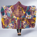 Brisbane Broncos Hooded Blanket Tropical Hibiscus Floral Pattern With Maroon And Yellow Accents