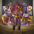 Brisbane Broncos Hooded Blanket Tropical Hibiscus Floral Pattern With Maroon And Yellow Accents