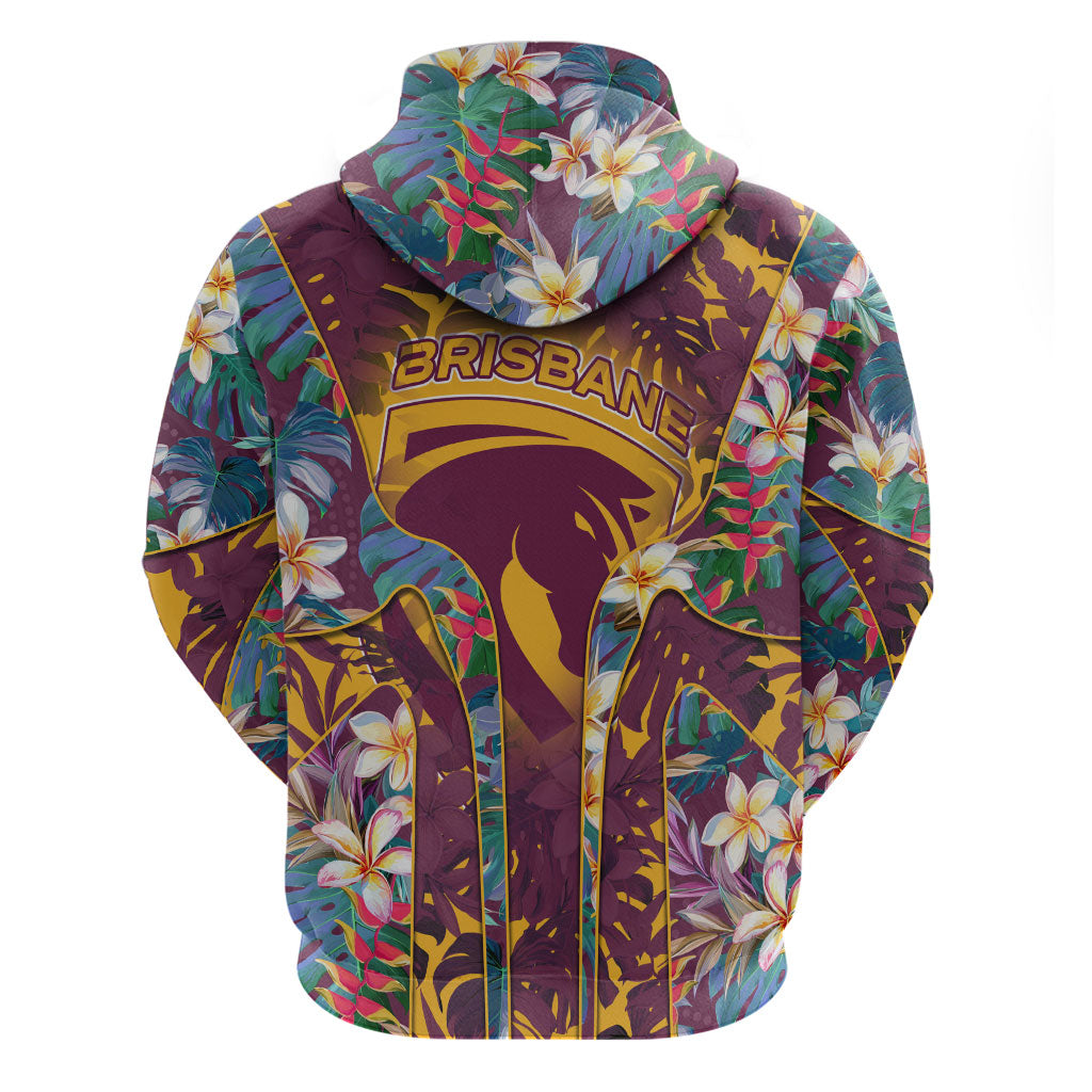 Brisbane Broncos Hoodie Tropical Hibiscus Floral Pattern With Maroon And Yellow Accents