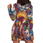 Brisbane Broncos Hoodie Dress Tropical Hibiscus Floral Pattern With Maroon And Yellow Accents