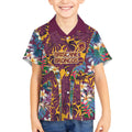Brisbane Broncos Kid Hawaiian Shirt Tropical Hibiscus Floral Pattern With Maroon And Yellow Accents