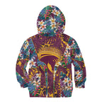 Brisbane Broncos Kid Hoodie Tropical Hibiscus Floral Pattern With Maroon And Yellow Accents