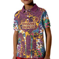 Brisbane Broncos Kid Polo Shirt Tropical Hibiscus Floral Pattern With Maroon And Yellow Accents