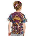 Brisbane Broncos Kid T Shirt Tropical Hibiscus Floral Pattern With Maroon And Yellow Accents