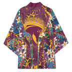 Brisbane Broncos Kimono Tropical Hibiscus Floral Pattern With Maroon And Yellow Accents