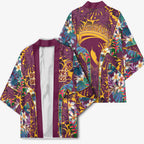 Brisbane Broncos Kimono Tropical Hibiscus Floral Pattern With Maroon And Yellow Accents