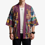 Brisbane Broncos Kimono Tropical Hibiscus Floral Pattern With Maroon And Yellow Accents