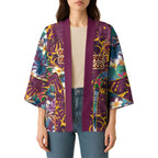 Brisbane Broncos Kimono Tropical Hibiscus Floral Pattern With Maroon And Yellow Accents