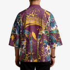 Brisbane Broncos Kimono Tropical Hibiscus Floral Pattern With Maroon And Yellow Accents