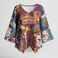 Brisbane Broncos Kimono Sleeve Blouse Tropical Hibiscus Floral Pattern With Maroon And Yellow Accents