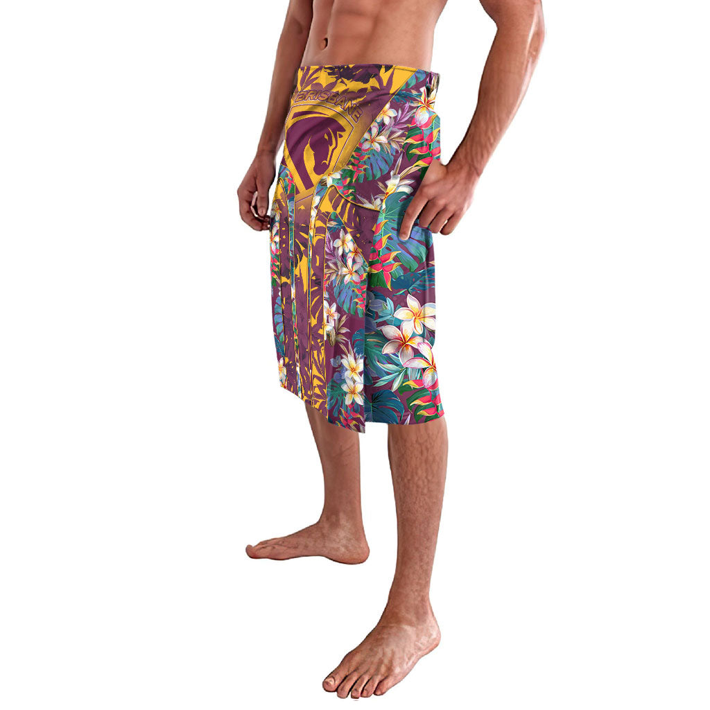 Brisbane Broncos Lavalava Tropical Hibiscus Floral Pattern With Maroon And Yellow Accents