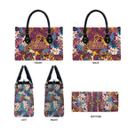 Brisbane Broncos Leather Bag Tropical Hibiscus Floral Pattern With Maroon And Yellow Accents