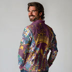 Brisbane Broncos Long Sleeve Polo Shirt Tropical Hibiscus Floral Pattern With Maroon And Yellow Accents