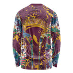 Brisbane Broncos Long Sleeve Shirt Tropical Hibiscus Floral Pattern With Maroon And Yellow Accents