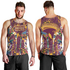 Brisbane Broncos Men Tank Top Tropical Hibiscus Floral Pattern With Maroon And Yellow Accents