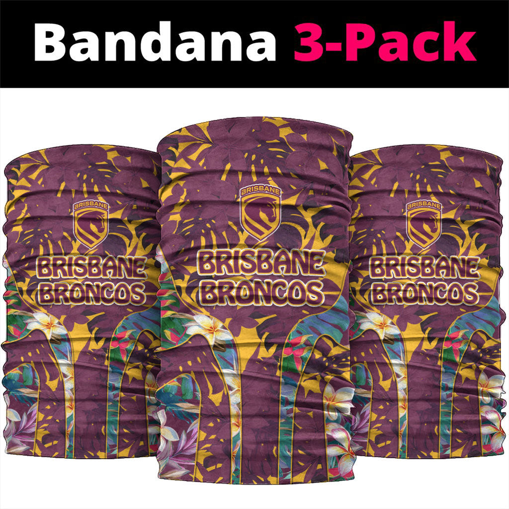 Brisbane Broncos Neck Gaiter Tropical Hibiscus Floral Pattern With Maroon And Yellow Accents