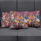Brisbane Broncos Pillow Cover Tropical Hibiscus Floral Pattern With Maroon And Yellow Accents