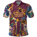 Brisbane Broncos Polo Shirt Tropical Hibiscus Floral Pattern With Maroon And Yellow Accents