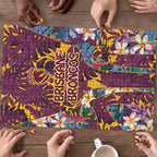Brisbane Broncos Puzzle Tropical Hibiscus Floral Pattern With Maroon And Yellow Accents
