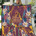 Brisbane Broncos Quilt Tropical Hibiscus Floral Pattern With Maroon And Yellow Accents